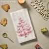Artoid Mode Red Stripe Xmas Tree Christmas Kitchen Towels Dish Towels, 18×26 Inch Farmhouse Ornaments Winter Decoration Cleaning Set of 2(Pink)