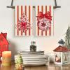 Artoid Mode Red Stripe Xmas Tree Christmas Kitchen Towels Dish Towels, 18×26 Inch Farmhouse Ornaments Winter Decoration Cleaning Set of 2(Red)