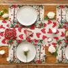 Artoid Mode Rose Hearts Love Valentine’s Placemats Set of 4, 12×18 Inch Wedding Anniversary Spring Table Mats for Party Dining Decoration