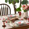 Artoid Mode Rose Hearts Love Valentine’s Placemats Set of 4, 12×18 Inch Wedding Anniversary Spring Table Mats for Party Dining Decoration