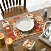 Artoid Mode Turkey Leaves Harvest Thanksgiving Placemats Set of 4, 12×18 Inch Seasonal Table Mats for Party Kitchen Dining Decoration