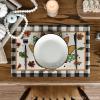 Artoid Mode Turkey Thanksgiving Placemats Set of 4, 12×18 Inch Fall Harvest Buffalo Plaid Table Mats for Party Kitchen Dining Decoration