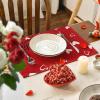 Artoid Mode White Red Heart Valentine Placemats Set of 6, 12×18 Inch Wedding Anniversary Table Mats for Party Kitchen Dining Decoration