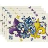 Artoid Mode Blue and White Iris Mardi Gras Spring Placemats Set of 4, 12×18 Inch Seasonal Spring Holiday Table Mats for Party Kitchen Dining Decoration