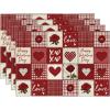 Artoid Mode Buffalo Plaid Love Hearts Valentine Placemats Set of 4, 12×18 Inch Anniversary Wedding Table Mats for Party Kitchen Dining Decoration