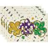 Artoid Mode Fleur De Lis Carnival Mardi Gras Placemats Set of 4, 12×18 Inch Seasonal Spring Holiday Table Mats for Party Kitchen Dining Decoration(Beige)