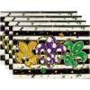 Artoid Mode Fleur De Lis Carnival Mardi Gras Placemats Set of 4, 12×18 Inch Seasonal Spring Holiday Table Mats for Party Kitchen Dining Decoration(Black)