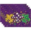 Artoid Mode Fleur De Lis Carnival Mardi Gras Placemats Set of 4, 12×18 Inch Seasonal Spring Holiday Table Mats for Party Kitchen Dining Decoration(Purple)