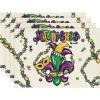 Artoid Mode Iris Jewelry Carnival Mardi Gras Placemats Set of 6, 12×18 Inch Seasonal Festival Holiday Table Mats for Party Kitchen Dining Decoration(Beige)