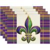 Artoid Mode Iris Stripes Mardi Gras Carnival Placemats Set of 4, 12×18 Inch Seasonal Table Mats for Party Kitchen Dining Decoration