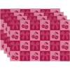 Artoid Mode Pink Buffalo Plaid Cherry Bows Valentine Placemats Set of 4, 12×18 Inch Anniversary Table Mats for Party Kitchen Dining Decoration