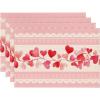 Artoid Mode Pink Love Hearts Valentine Placemats Set of 4, 12×18 Inch Anniversary Table Mats for Party Kitchen Dining Decoration
