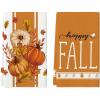 Artoid Mode Pink Stripes Pumpkin Happy Fall Kitchen Towels Dish Towels, 18×26 Inch Farmhouse Maple Leaves Decoration Hand Towels Set of 2(Orange)