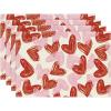 Artoid Mode Pink True Love Heart Placemats Set of 4, 12×18 Inch Wedding Anniversary Table Mats for Party Kitchen Dining Decoration(Pink)