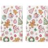 Artoid Mode Red Snowman Xmas Tree Gingerbread Christmas Kitchen Towels Dish Towels, 18×26 Inch Farmhouse Candy Winter Decoration Cleaning Set of 2(Pink)