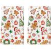 Artoid Mode Red Snowman Xmas Tree Gingerbread Christmas Kitchen Towels Dish Towels, 18×26 Inch Farmhouse Candy Winter Decoration Cleaning Set of 2(Red)