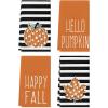 Artoid Mode Stripes Polka Dot Hello Pumpkin Fall Kitchen Towels Dish Towels, 18×26 Inch Farmhouse Maple Leaves Decoration Hand Towels Set of 4