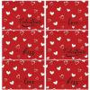 Artoid Mode White Red Heart Valentine Placemats Set of 6, 12×18 Inch Wedding Anniversary Table Mats for Party Kitchen Dining Decoration
