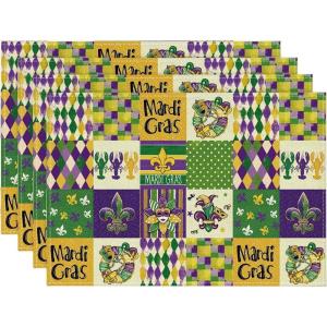 Artoid Mode Iris Mask Lobster Mardi Gras Placemats Set of 4, 12×18 Inch Seasonal Spring Holiday Table Mats for Party Kitchen Dining Decoration