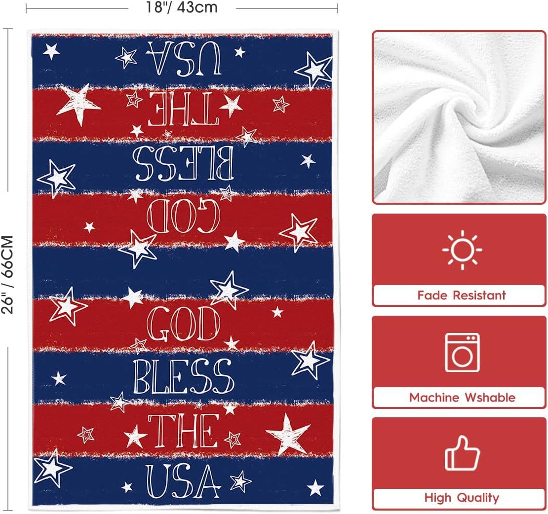 image:imageArtoid Mode American Flag Stars Stripes Truck 4th of July Kitchen Towels Dish Towels 18x26 Inch Patriotic Memorial Day Decor Hand Towels Set of 4