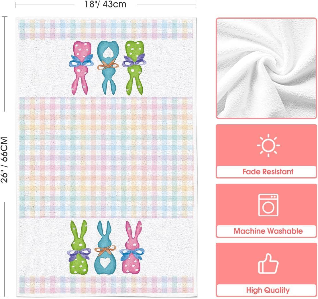 image:imageArtoid Mode Blue Stripe Rabbit Bunny Eggs Easter Kitchen Towels Dish Towels 18x26 Inch Seasonal Spring Decoration Cleaning Set of 2Colorful