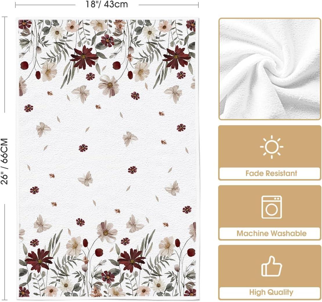 image:imageArtoid Mode Brown Flowers Wildflower Fall Kitchen Towels Dish Towels 18x26 Inch Farmhouse Autumn Decoration Hand Towels Set of 2