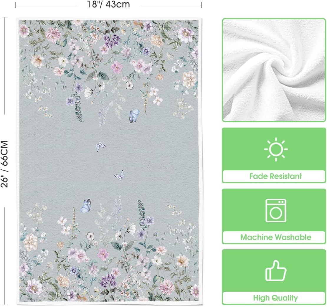 image:imageArtoid Mode Butterfly Floral Bless Home Spring Kitchen Towels Dish Towels 18x26 Inch Farmhouse Summer Decoration Cleaning Set of 4