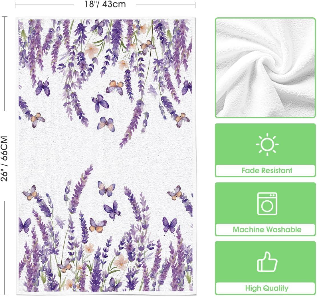 image:imageArtoid Mode Butterfly Lavender Spring Kitchen Towels Dish Towels 18x26 Inch Farmhouse Summer Decoration Cleaning Set of 2