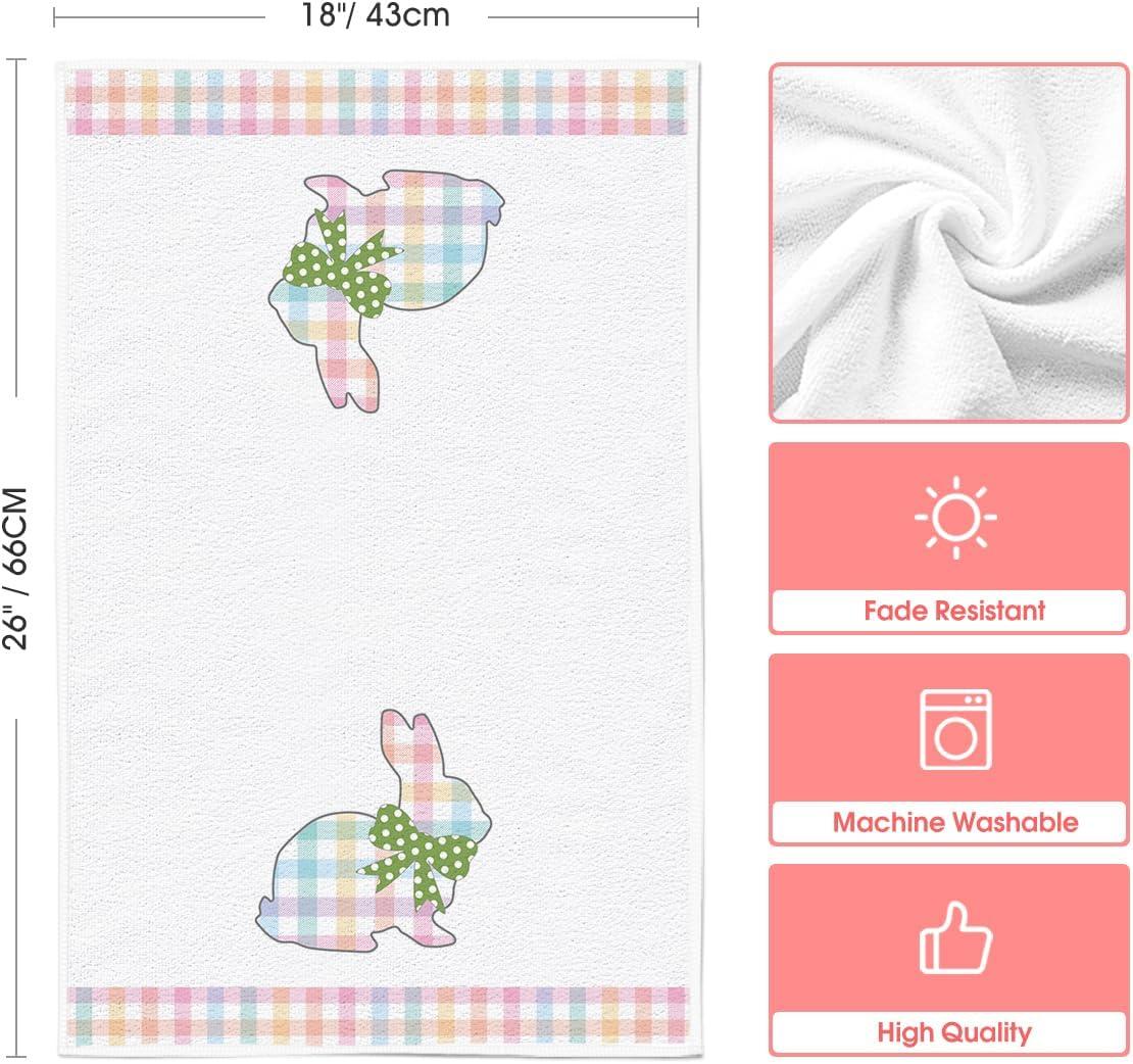 image:imageArtoid Mode Checkered Rabbit Bunny Carrots Happy Easter Kitchen Dish Towels18x26 Inch Seasonal Spring Decoration Cleaning Set of 2Colorful