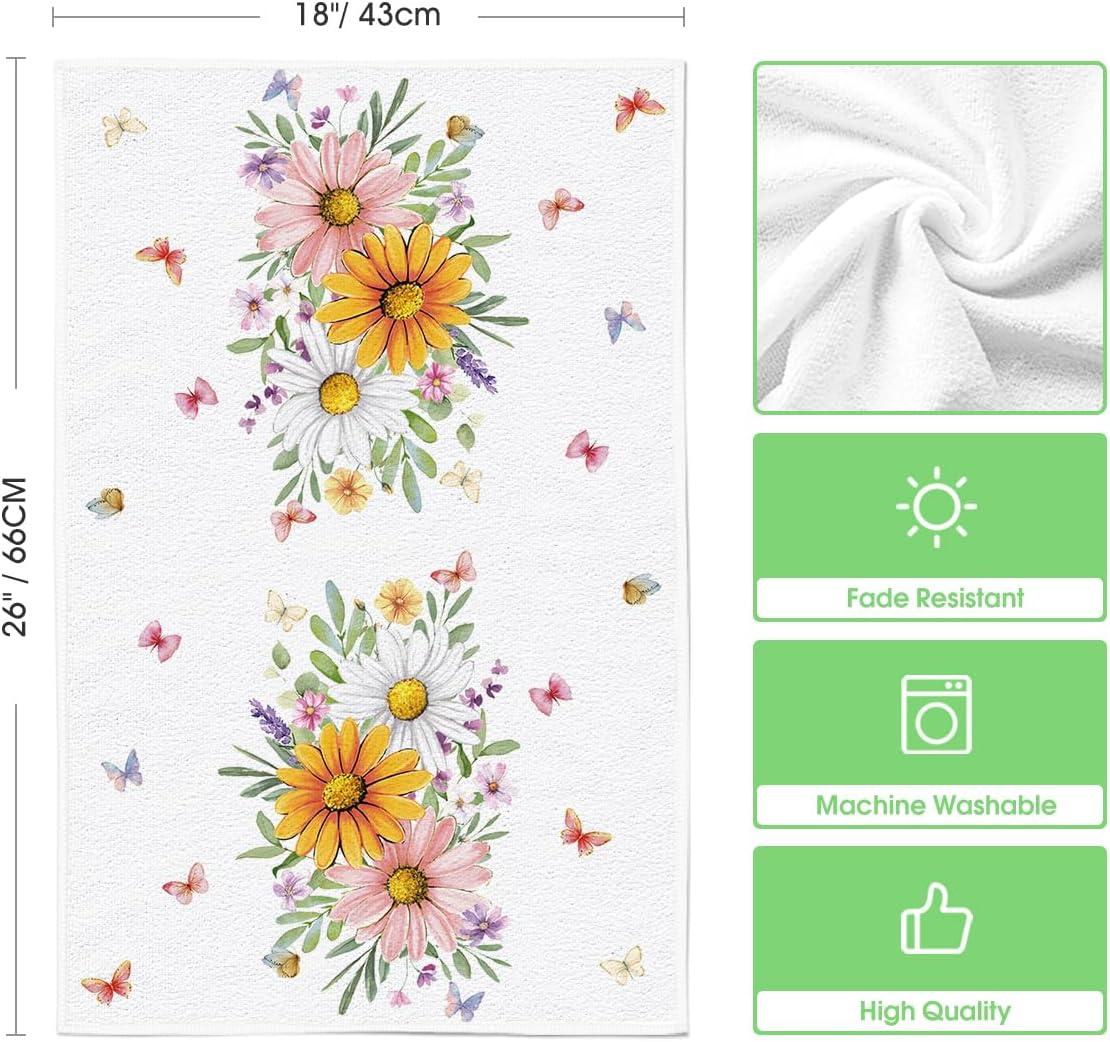 image:imageArtoid Mode Floral Love Heart Butterfly Spring Kitchen Towels Dish Towels 18x26 Inch Farmhouse Summer Decoration Cleaning Set of 4