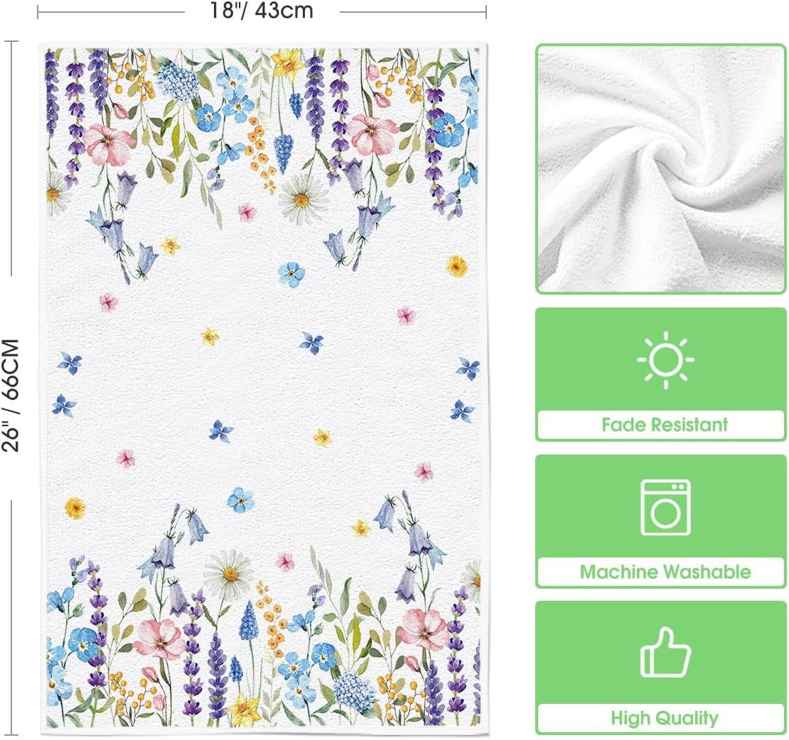 image:imageArtoid Mode Flower Vase Hello Spring Kitchen Towels Dish Towels 18x26 Inch Seasonal Decoration Hand Towels Set of 4Blue