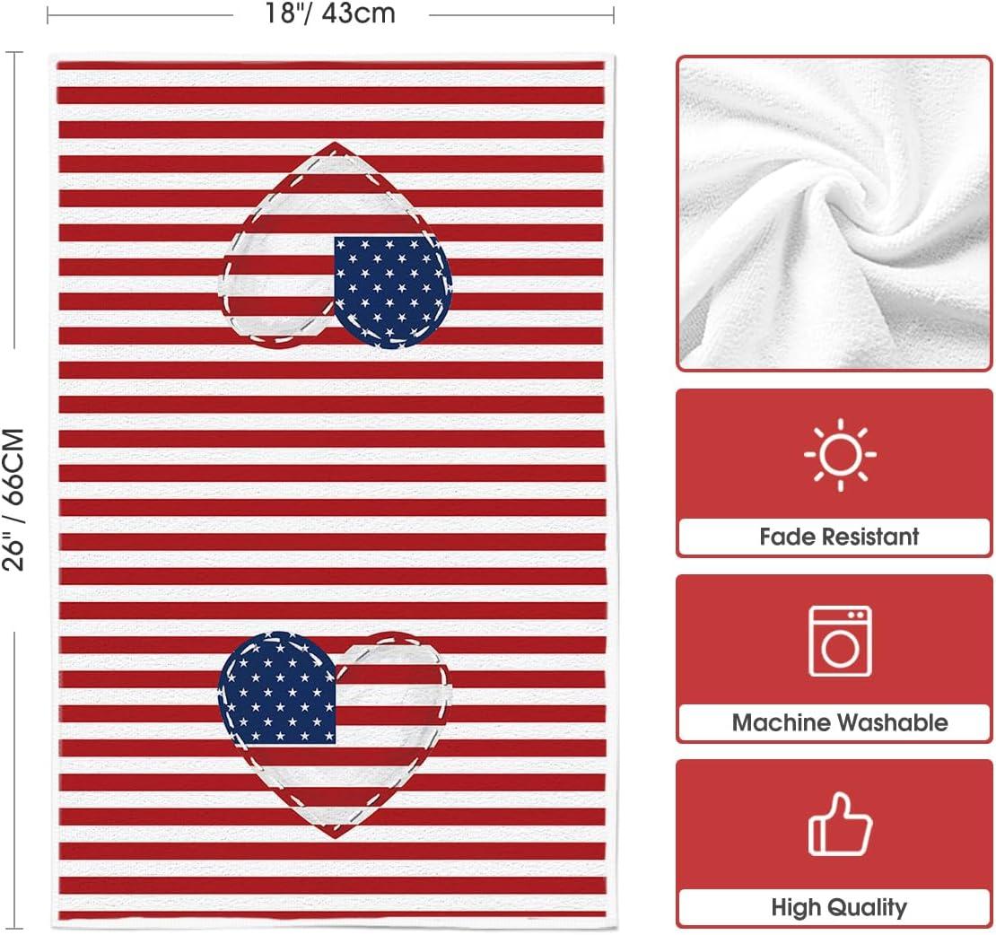 image:imageArtoid Mode Stripe America Stars Love Patriotic 4th of July Kitchen Towels Dish Towels 18x26 Inch Memorial Day Decoration Hand Towels Set of 4