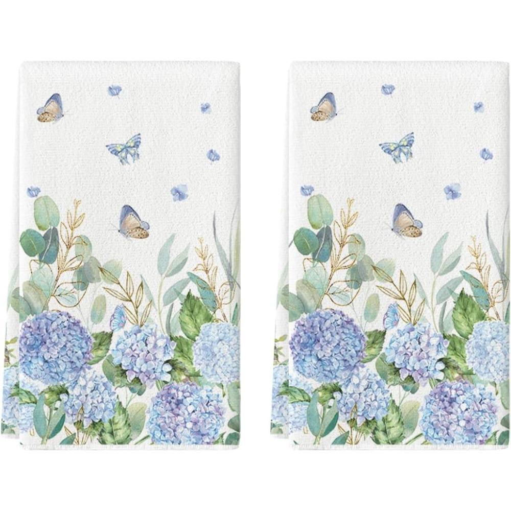 image:imageArtoid Mode Hydrangea Butterfly Grass Spring Kitchen Towels Dish Towels 18x26 Inch Farmhouse Summer Decoration Cleaning Set of 2