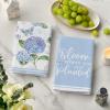 Artoid Mode Blue Hydrangea Motto Spring Kitchen Towels Dish Towels, 18×26 Inch Farmhouse Decoration Hand Towels Set of 4