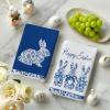 Artoid Mode Blue Rabbits Bunny Bow Easter Kitchen Towels Dish Towels, 18×26 Inch Celadon Spring Farmhouse Holiday Decoration Hand Towels Set of 2