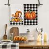 Artoid Mode Buffalo Plaid Pumpkin Truck Sunflower Gnome Fall Kitchen and Dish Towels, 18 x 26 Inch Harvest Thanksgiving Ultra Absorbent Drying Cloth Tea Towels Set of 4