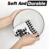 Artoid Mode Checkered Rabbit Bunny Carrots Happy Easter Kitchen Dish Towels,18×26 Inch Seasonal Spring Decoration Cleaning Set of 2(Black/Beige)