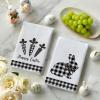 Artoid Mode Checkered Rabbit Bunny Carrots Happy Easter Kitchen Dish Towels,18×26 Inch Seasonal Spring Decoration Cleaning Set of 2(Black/Beige)