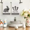 Artoid Mode Checkered Rabbit Bunny Carrots Happy Easter Kitchen Dish Towels,18×26 Inch Seasonal Spring Decoration Cleaning Set of 2(Black/Beige)