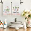 Artoid Mode Checkered Rabbit Bunny Carrots Happy Easter Kitchen Dish Towels,18×26 Inch Seasonal Spring Decoration Cleaning Set of 2(Colorful)