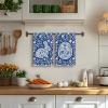 Artoid Mode Chinoiserie Rabbit Bunny Eggs Easter Flower Kitchen Towels Dish Towels, 18×26 Inch Seasonal Spring Decoration Cleaning Set of 2(Dark Blue)