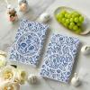Artoid Mode Chinoiserie Rabbit Bunny Eggs Easter Flower Kitchen Towels Dish Towels, 18×26 Inch Seasonal Spring Decoration Cleaning Set of 2(Light Blue)