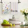 Artoid Mode Floral Stripe Design Hello Spring Kitchen Towels Dish Towels, 18×26 Inch Farmhouse Summer Decoration Cleaning Set of 4