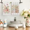 Artoid Mode Pink Buffalo Plaid Bunny Rabbit Flower Easter Kitchen Towels Dish Towels, 18×26 Inch Seasonal Decoration Hand Towels Set of 2(Beige)
