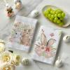 Artoid Mode Pink Buffalo Plaid Bunny Rabbit Flower Easter Kitchen Towels Dish Towels, 18×26 Inch Seasonal Decoration Hand Towels Set of 2(Beige)