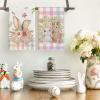 Artoid Mode Pink Buffalo Plaid Bunny Rabbit Flower Easter Kitchen Towels Dish Towels, 18×26 Inch Seasonal Decoration Hand Towels Set of 2(Colorful)