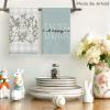 Artoid Mode Pink Bunny Rabbit Eucalyptus Easter Kitchen Towels Dish Towels, 18×26 Inch Seasonal Spring Decoration Hand Towels Set of 4(Blue)