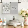 Artoid Mode Pink Bunny Rabbit Eucalyptus Easter Kitchen Towels Dish Towels, 18×26 Inch Seasonal Spring Decoration Hand Towels Set of 4(Grey)