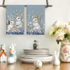 Artoid Mode Pink Rabbit Bunny Easter Hydrangea Flower Kitchen Towels Dish Towels, 18×26 Inch Seasonal Spring Decoration Cleaning Set of 2(Blue)