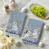 Artoid Mode Pink Rabbit Bunny Easter Hydrangea Flower Kitchen Towels Dish Towels, 18×26 Inch Seasonal Spring Decoration Cleaning Set of 2(Blue)